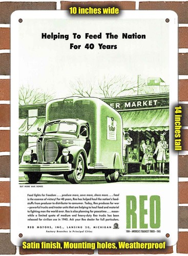Metal sign 1945 - reo, trucks-