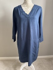 LINEN/VISCOSE NAVY V-NECK 3/4