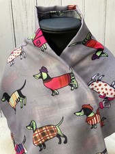 GREY  SAUSAGE DOG PRINT SCARF