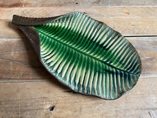 Chelsea House Ceramic Palm Banana Leaf Tray Dish - Green Brown - 40x22x7cm