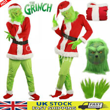 Adult Costume The Grinch Mens Christmas Santa Xmas Cosplay Fancy Outfit Set UK