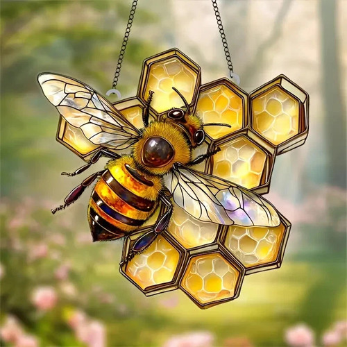 Honey bee shaped - shaped, suncatcher