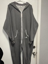 Joggies Charcoal Gray Footless Hooded One Piece Adults Size Medium Plus Pajamas