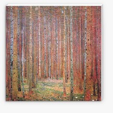 John Lewis Gustav Klimt 'Tannenwald I' Canvas Print 90 x 90cm - Orange {Marks}