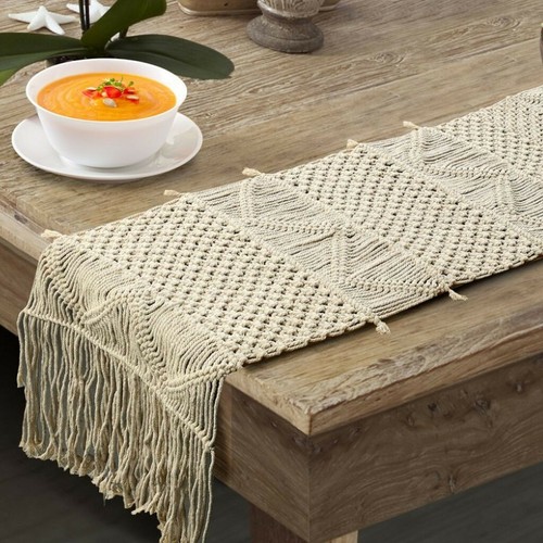 Long macrame dining table - long,