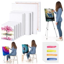 Blank Artist Canvas Art Board Plain Painting Stretched Framed White Large Small 