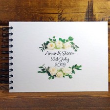 Personalised White Roses A3/A4/A5 Scrapbook, Photo Album, Guest Book, Wedding