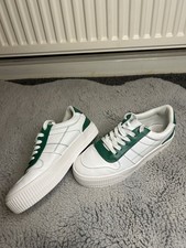 asos white and green lace up faux leather trainers size uk 6 NWoT