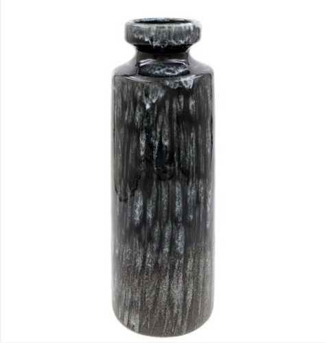 Black reactive glaze vase tall - glaze,