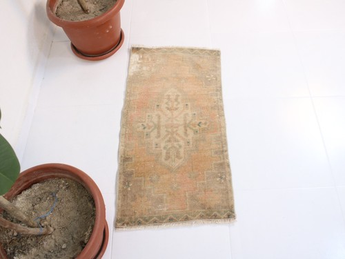 Vintage orange brown door mat - vintage,