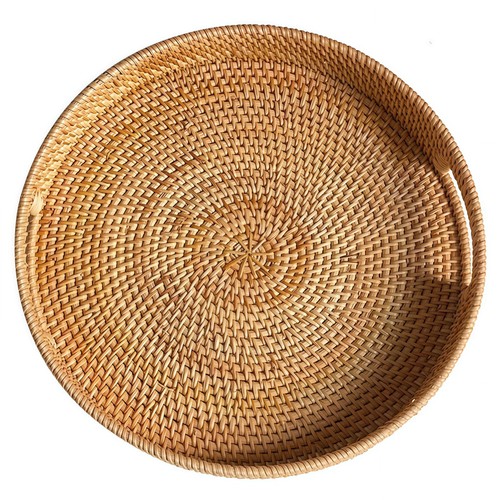 Round rattan tray hand - 30, cm