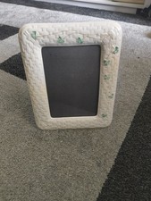 RARE Vintage Belleek Photo Frame Shamrock Trellis Texture Porcelain Mark 6