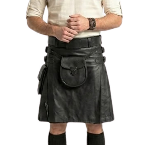 Men genuine black leather - genuine,