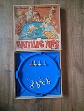 Vintage Battling Tops Board Game Ideal 1968- 4 Tops 4 Pullers 