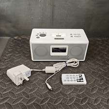 RED DAB Radio iPod Dock Alarm Clock With Power Adaptor + Remote White