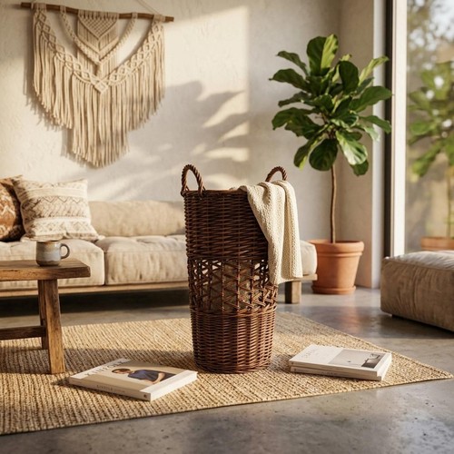 Tall wicker basket brown - tall,
