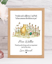 Personalised Teacher Print, Thank you appreciation gift, Winnie Pooh 2