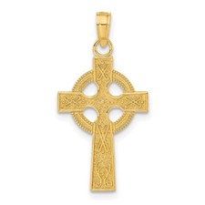 14k Yellow Gold Celtic Cross Pendant 1g, L-27mm, 13mm Gift for Mother