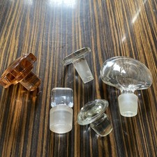 5 Vintage Old Antique Original Glass Bottle perfume Top Lid Stoppers