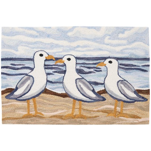 Seagull hooked rug - rug, beach