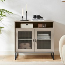 Large Two Door Reeded Glass
