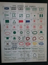 CIVIL DEFENCE MAP SYMBOLS  MARCH 1962, COLD WAR, HISTORY, NUCLEAR *Reproduction*