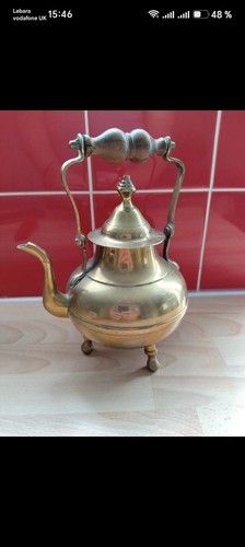 Vintage brass teapot - brass, 22