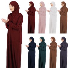 One Piece Muslim Women's Prayer Dress Islamic Hijab Abaya Khimar Jilbab Kaftan