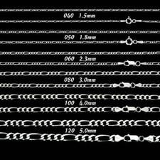 FIGARO Chain Solid 925 Sterling Silver  Mens Boys  Girls Necklaces Italian Style