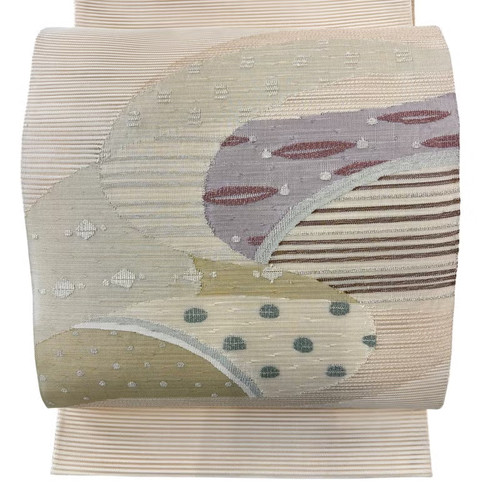 Japanese silk fukuro obi beige - japanese,