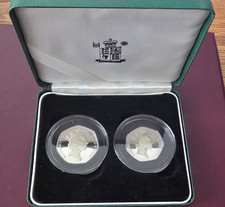 Royal Mint 1997 United Kingdom Silver Proof 50p Fifty Pence Two Coin Set