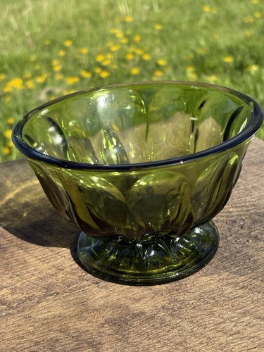 Vintage green glass footed - vintage,