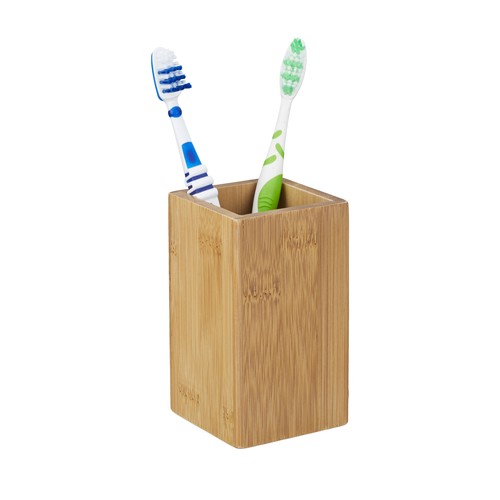Toothbrush holder bamboo - 4x,