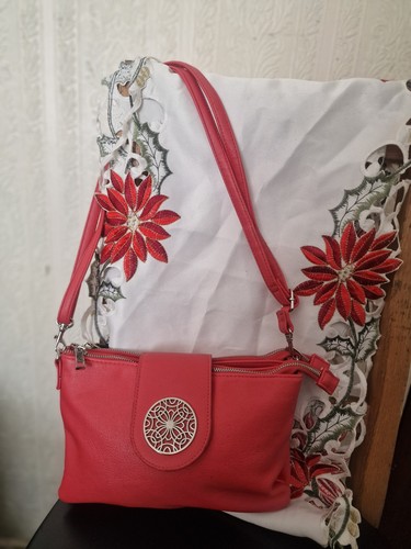 Women red solid faux - solid,