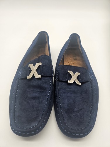 Men navy blue suede loafers - men's,