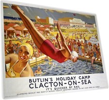 CLACTON-ON-SEA BUTLINS SIGN PLAQUE Vintage Retro Advert METAL Railway Gift