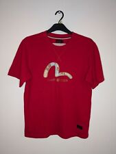 Evisu Craft Pride Embroidered Logo Spellout Red T-Shirt Medium Y2K Vintage