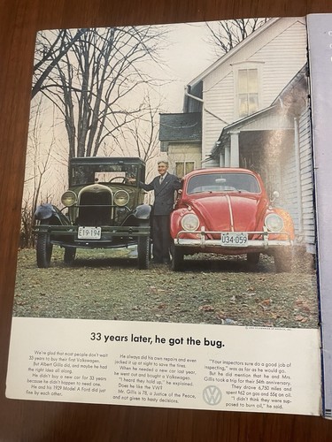 1960s car vintage print - vw,