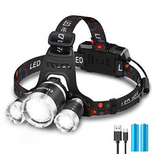 Waterproof Headlamp Rechargeable LED Headlight Head Torch USB Line Lamp in UK