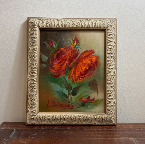 Unique wooden framed red rose - framed,