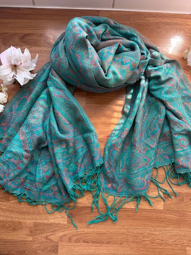 Turquoise paisley scarf - paisley,