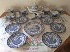 Vintage 1977 Blue & White 22 piece Tea set Broadhurst Staffordshire England
