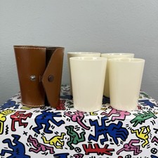 Vintage Bandalasta 165 Cup Set 4pc In Original Leather Viking Case England 1950s