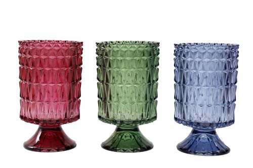 Set glass pillar ribbed - set,