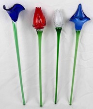 Murano art glass flowers red