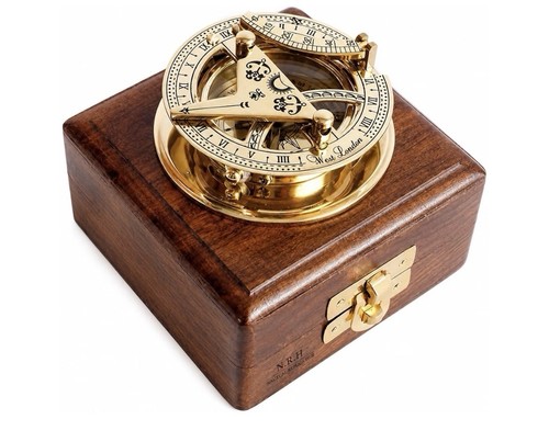 Brass sundial compass solid - brass,