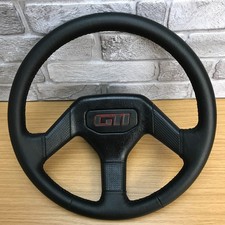 Genuine Peugeot 205, 309 GTi Phase 2 black leather Steering Wheel RETRIMMED. 16C
