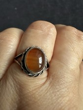 Vintage EJ Ltd Hallmark Sterling Silver Carnelian   Ring -UK Size K