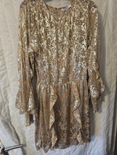 Next Gold Long Sleeve Dress Size 14 Brand New With Tags