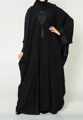 Black butterfly abaya jilbab - black,